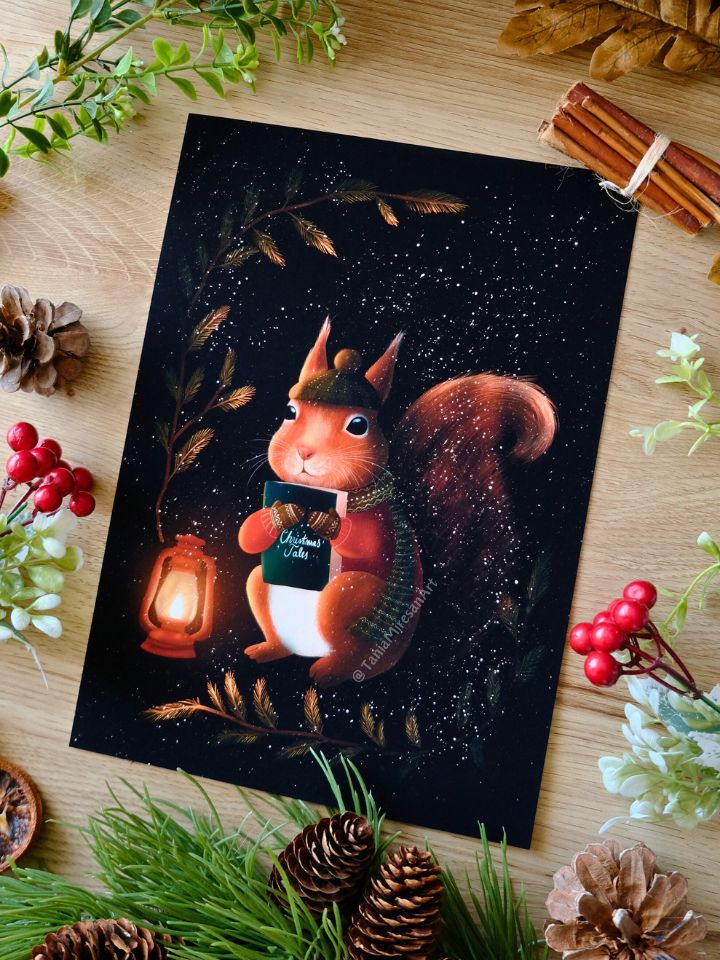 Christmas Squirrel Fine Art Print