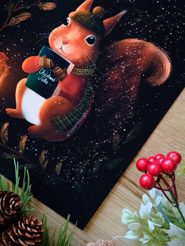 Christmas Squirrel Fine Art Print