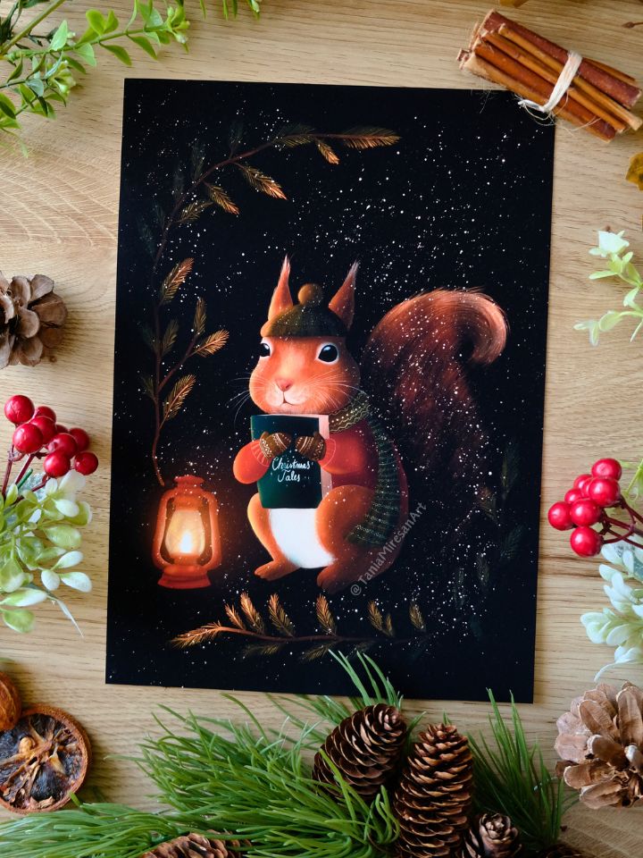 Christmas Squirrel Fine Art Print