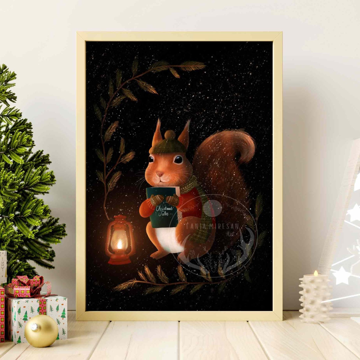 Christmas Squirrel Fine Art Print