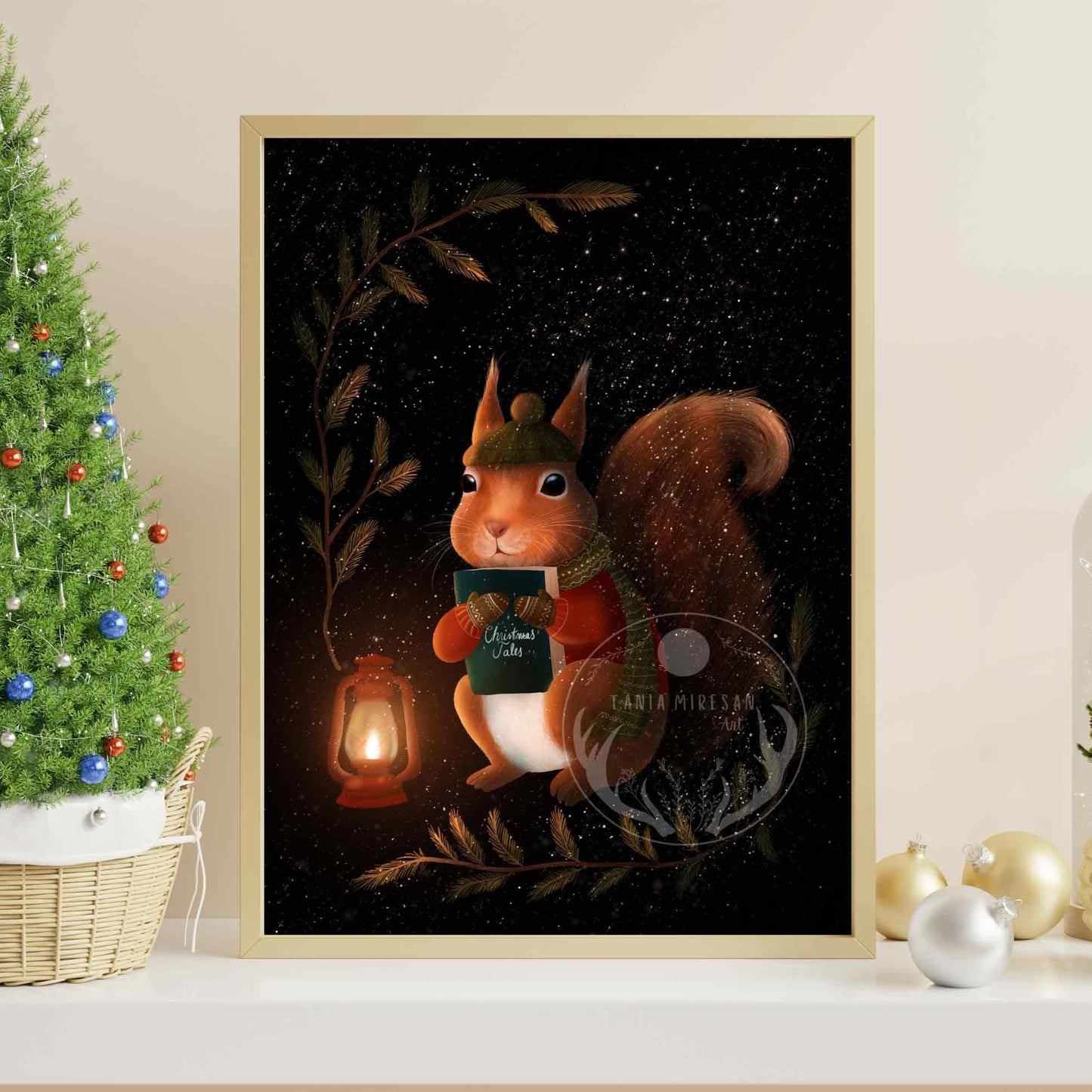 Christmas Squirrel Fine Art Print