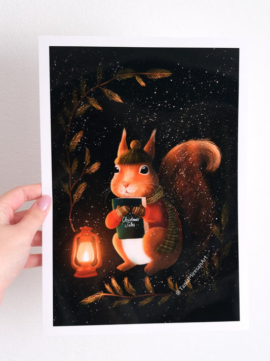 Christmas Squirrel Glossy Print