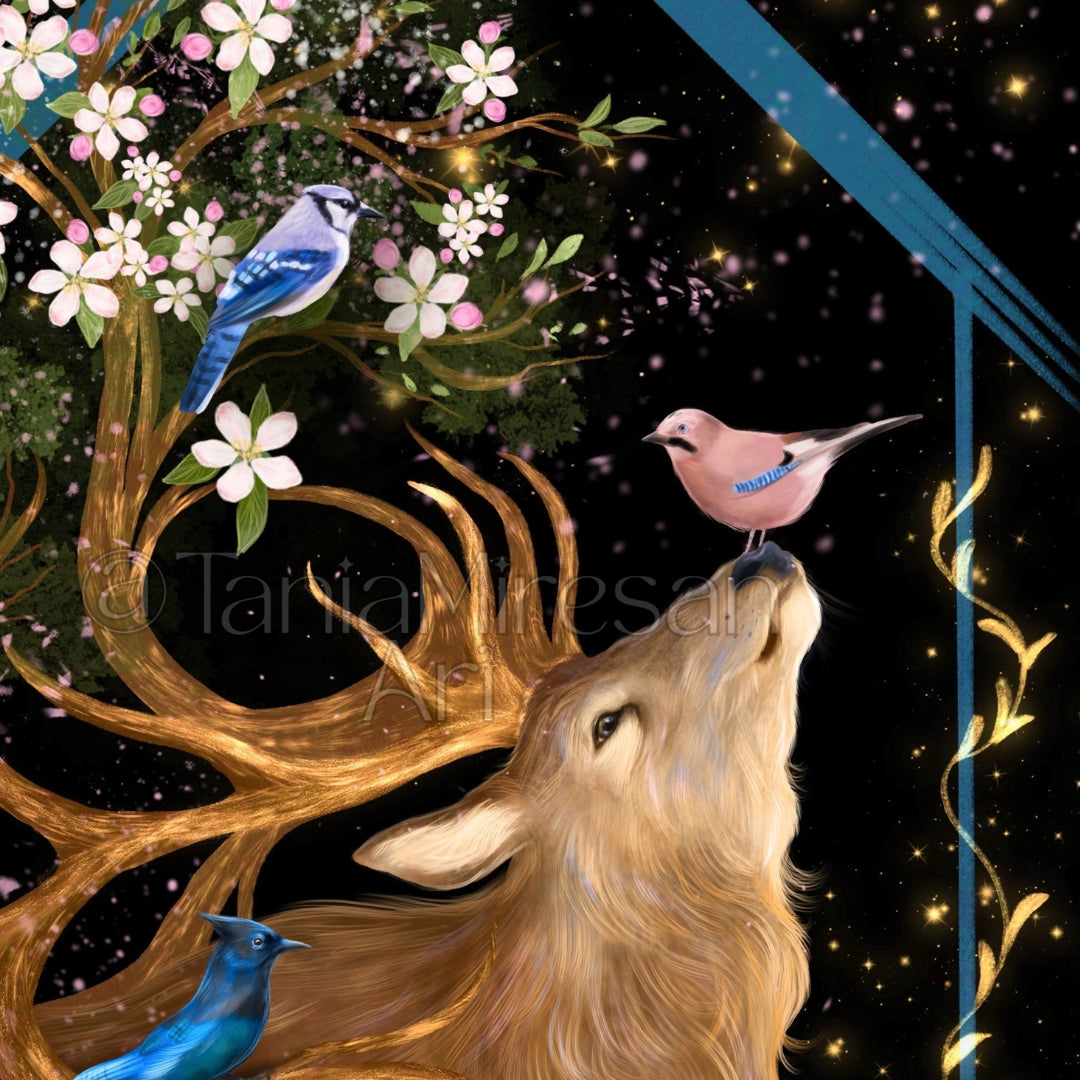 Deer & Jays Fine Art Print