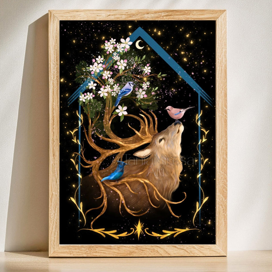 Deer & Jays Fine Art Print