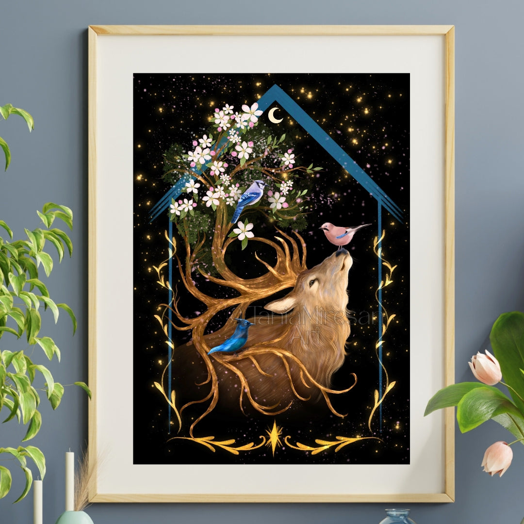 Deer & Jays Fine Art Print