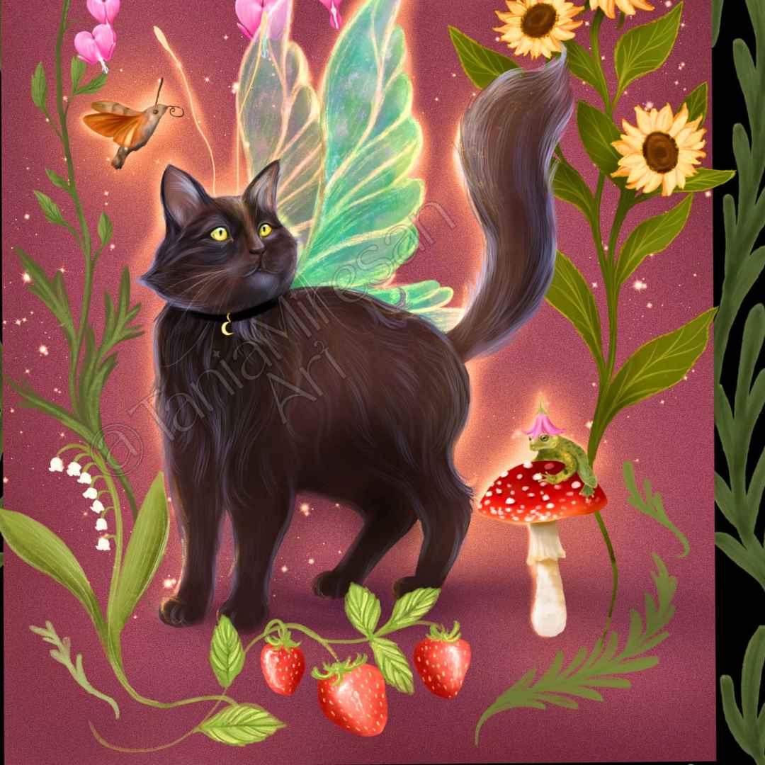 Fairy Cat Garden Fine Art Print