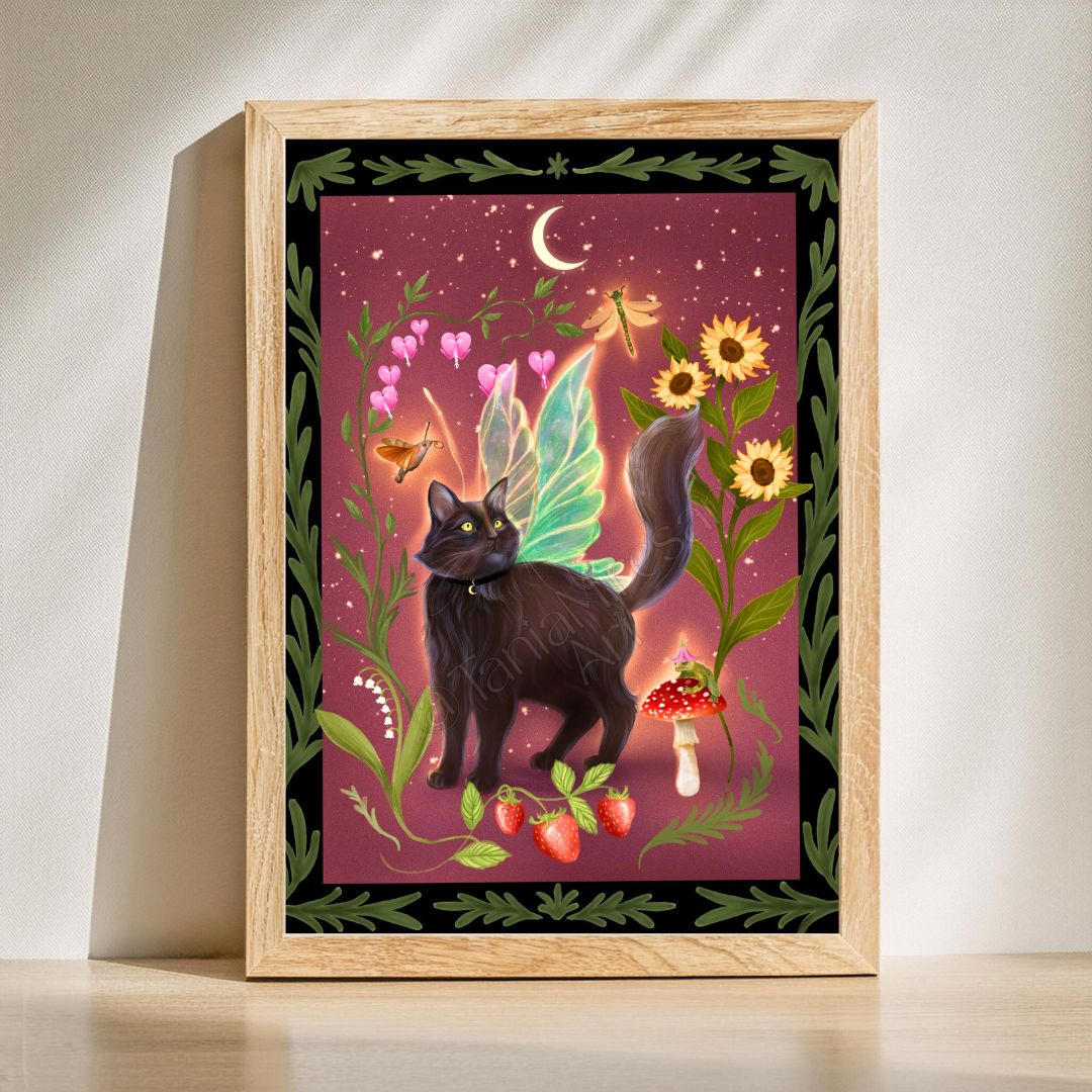 Fairy Cat Garden Fine Art Print