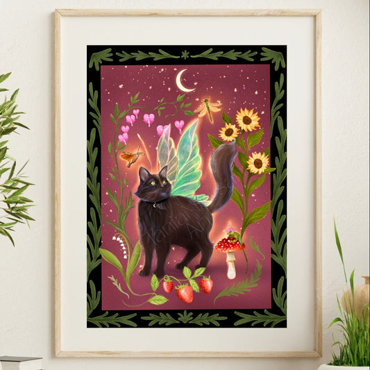 Fairy Cat Garden Fine Art Print