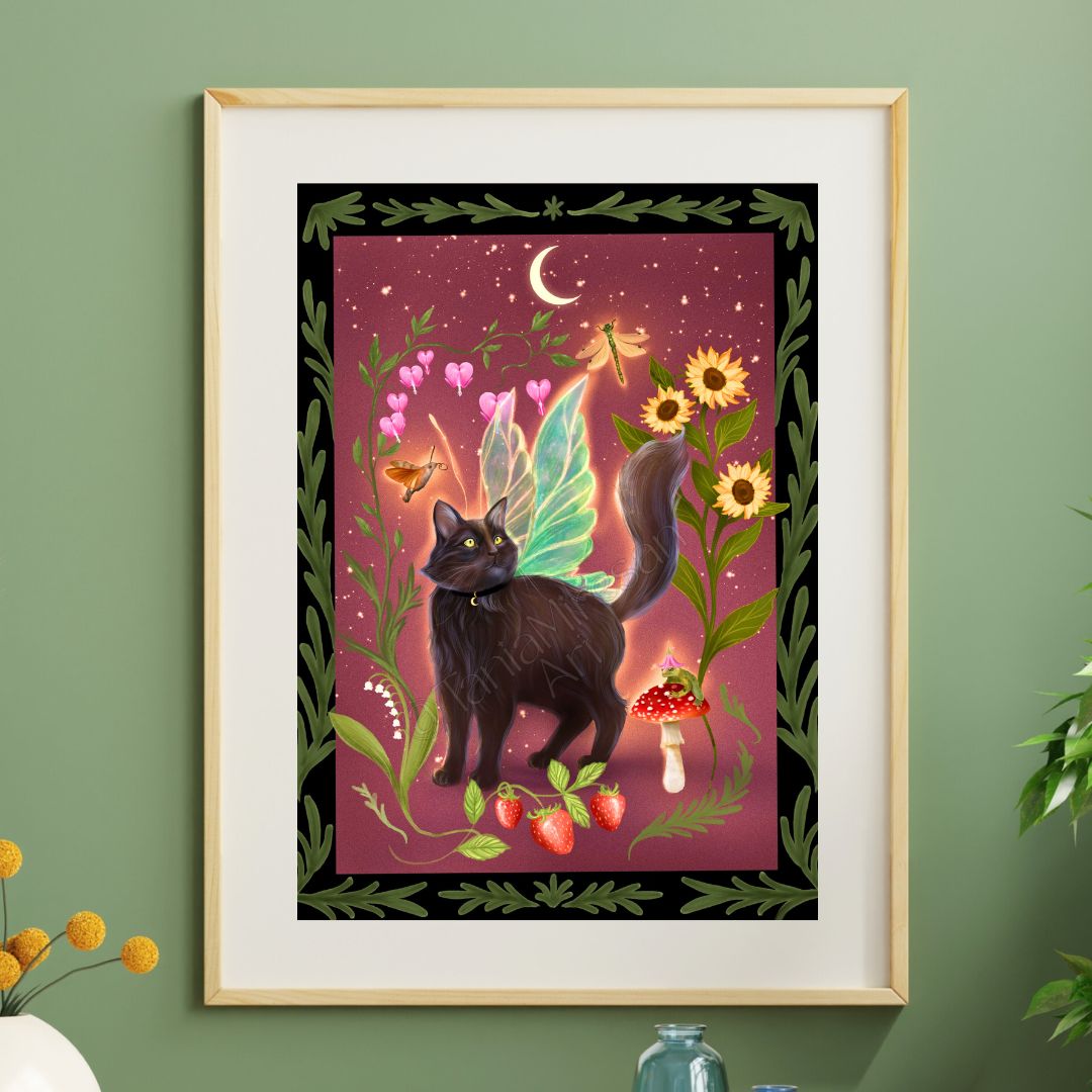 Fairy Cat Garden Fine Art Print