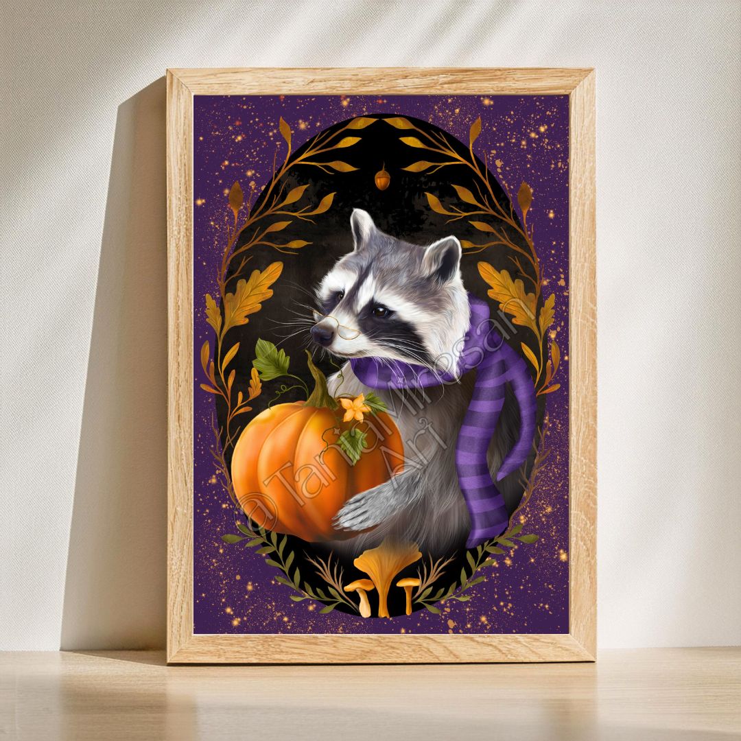Fall Raccoon Fine Art Print