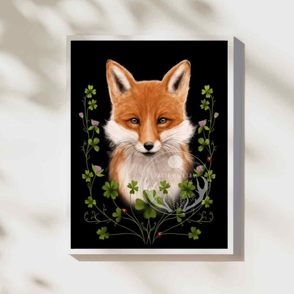 Fox and Clovers Fine Art Print