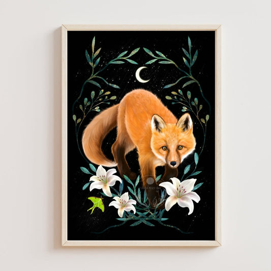 Fox and Lilies Fine Art Print