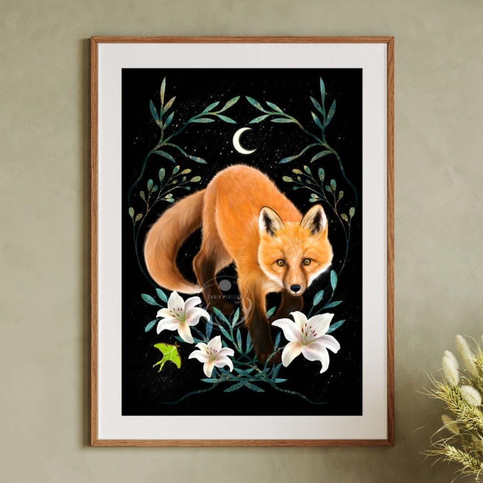 Fox and Lilies Fine Art Print