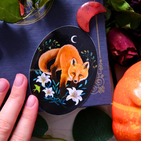 Fox and Lilies Sticker