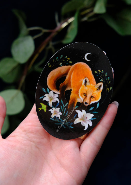 Fox and Lilies Sticker