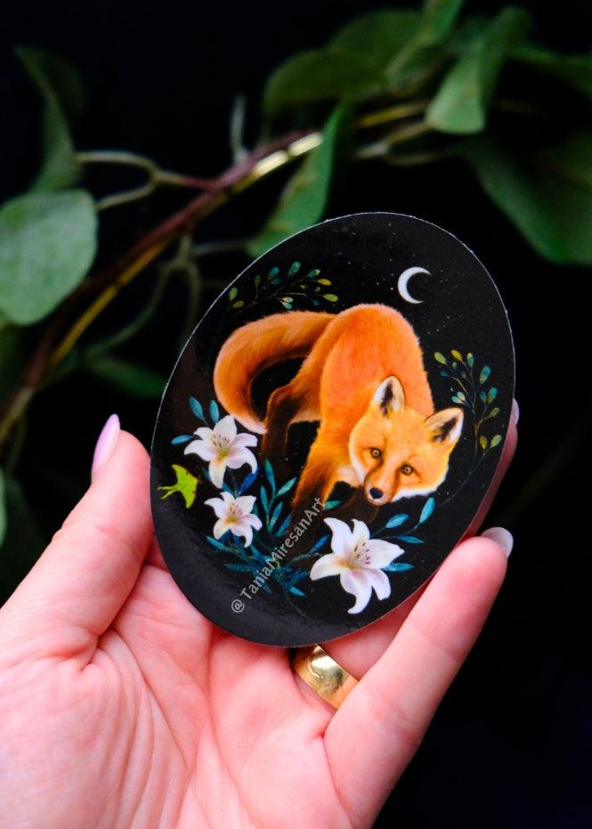 Fox and Lilies Sticker