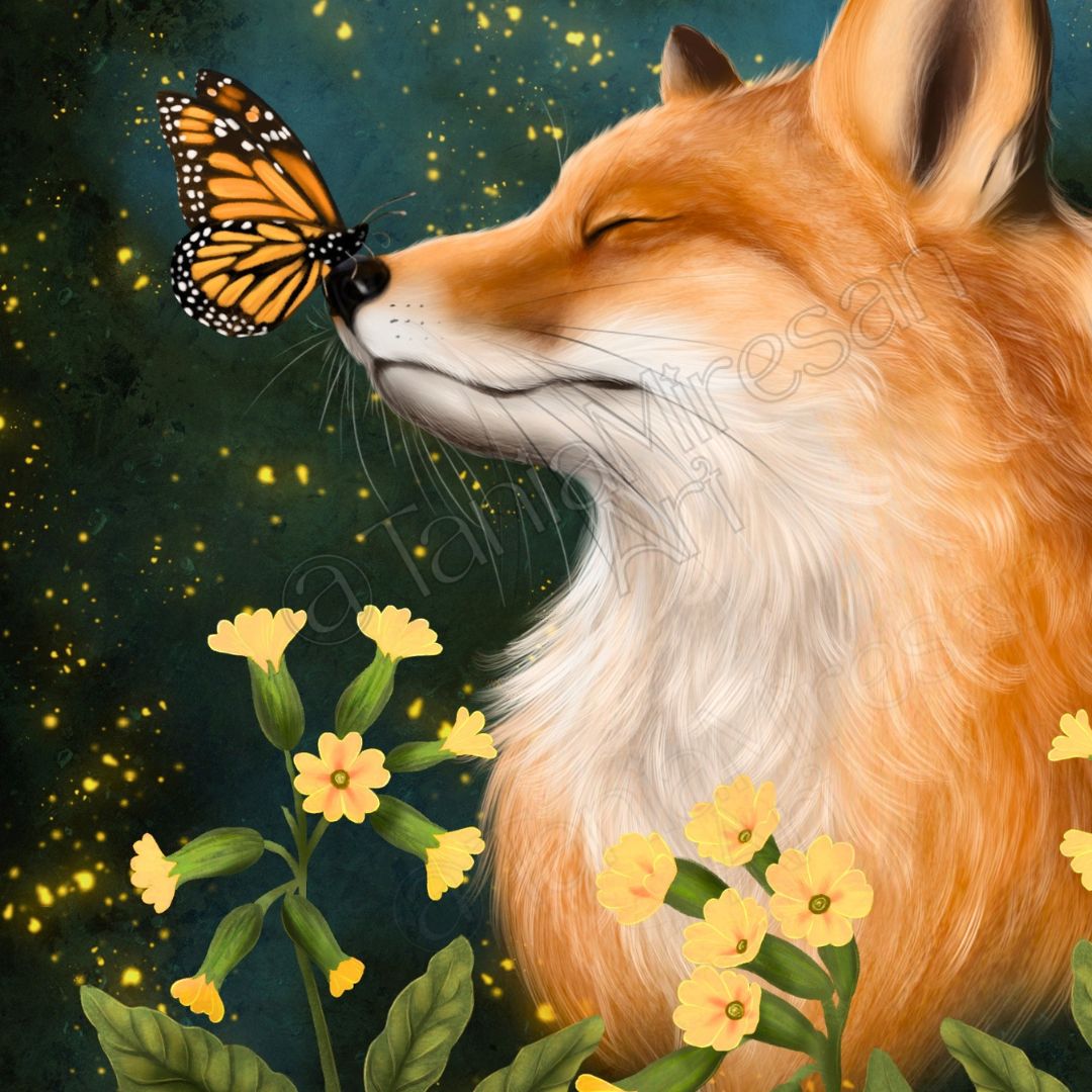 Fox & Butterfly Fine Art Print