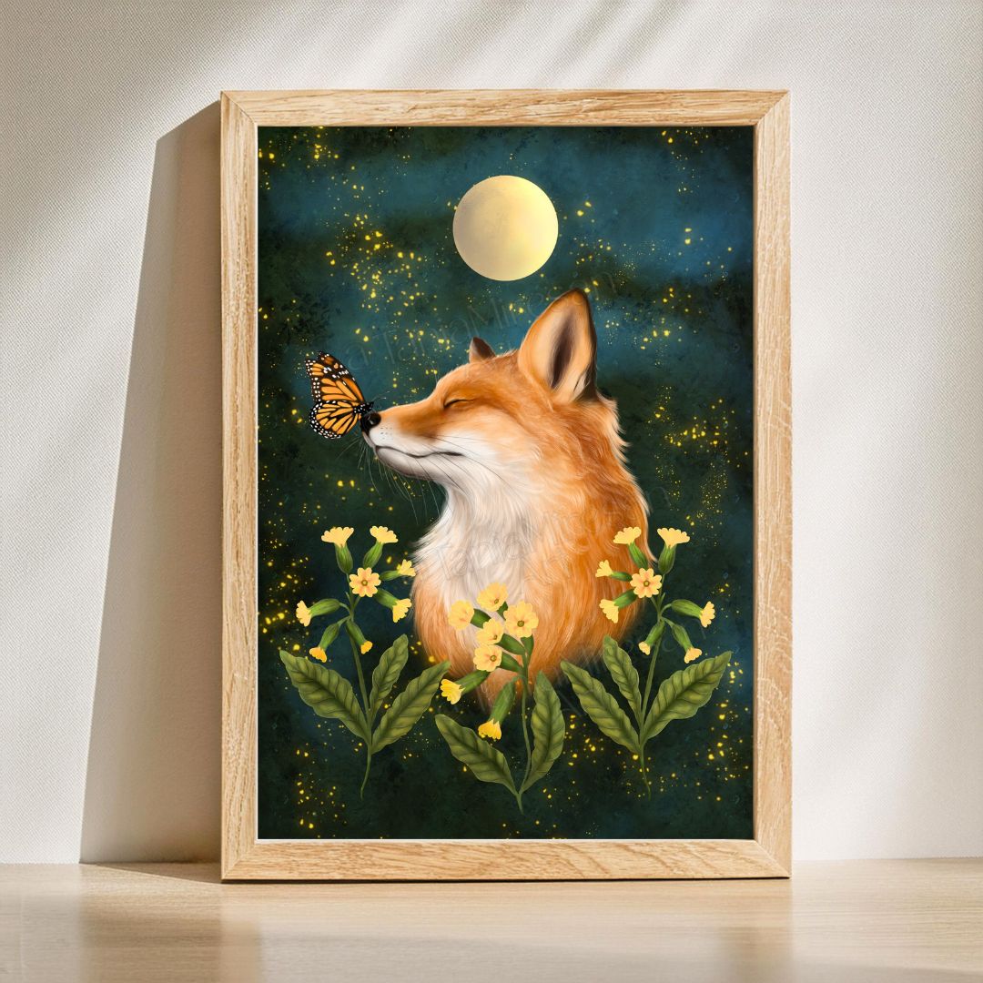 Fox & Butterfly Fine Art Print