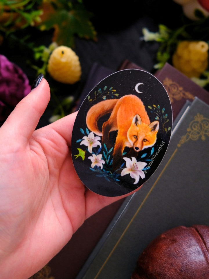 Fox and Lilies Sticker