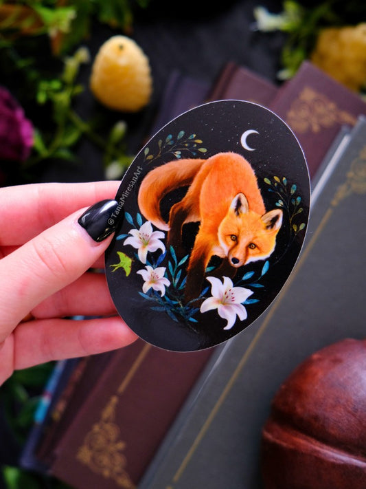 Fox and Lilies Sticker