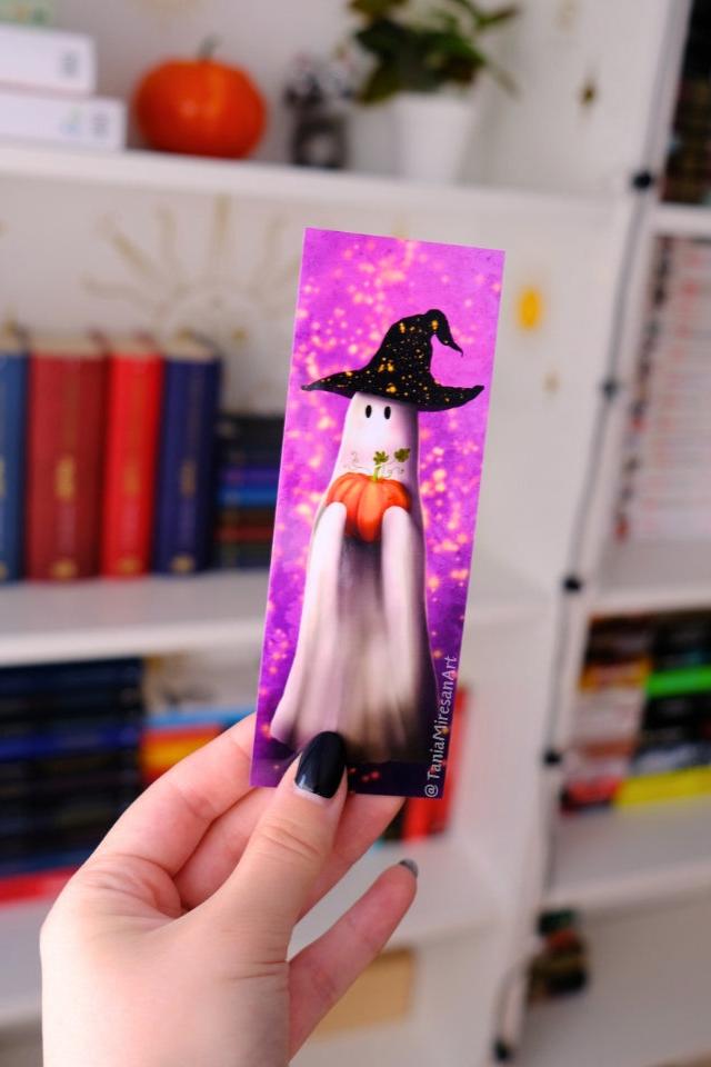 Ghost with Pumpkin Bookmark