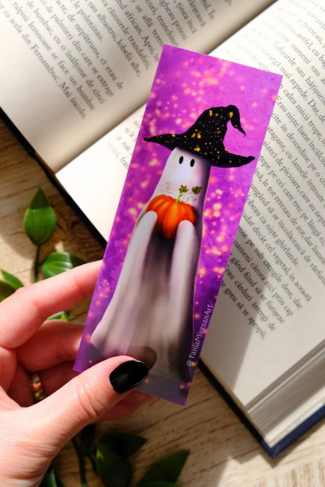 Ghost with Pumpkin Bookmark