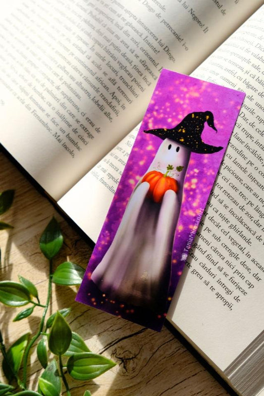 Ghost with Pumpkin Bookmark