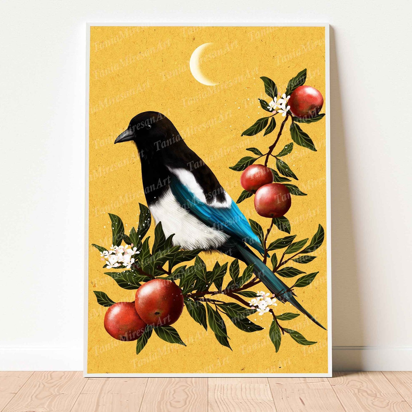 Magpie and Apples Fine Art Print