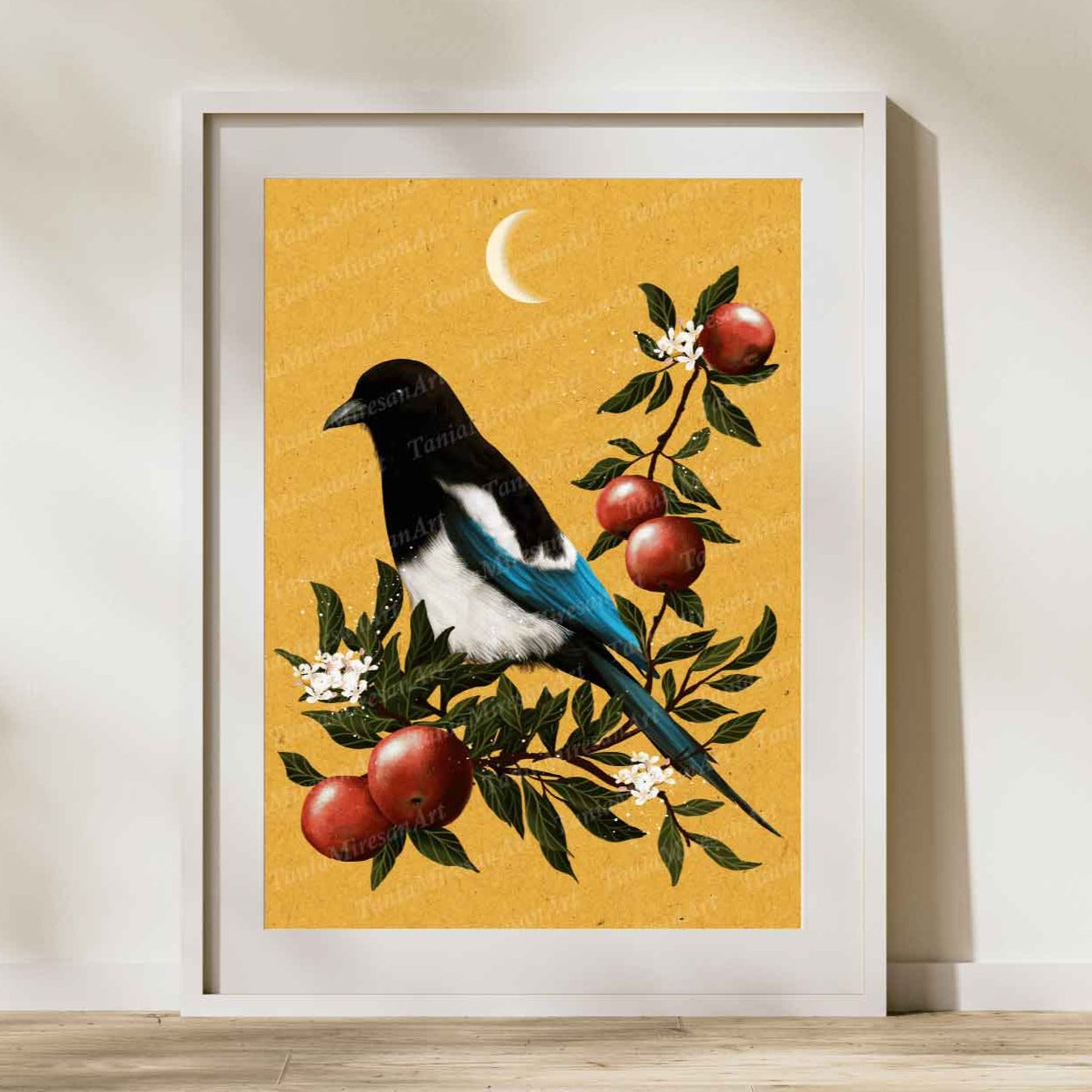 Magpie and Apples Fine Art Print