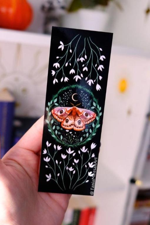 Moth and Flowers Bookmark