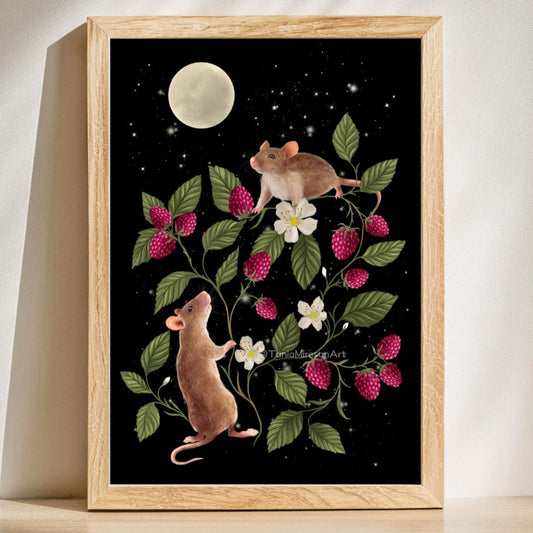 Mouse and Raspberry Fine Art Print