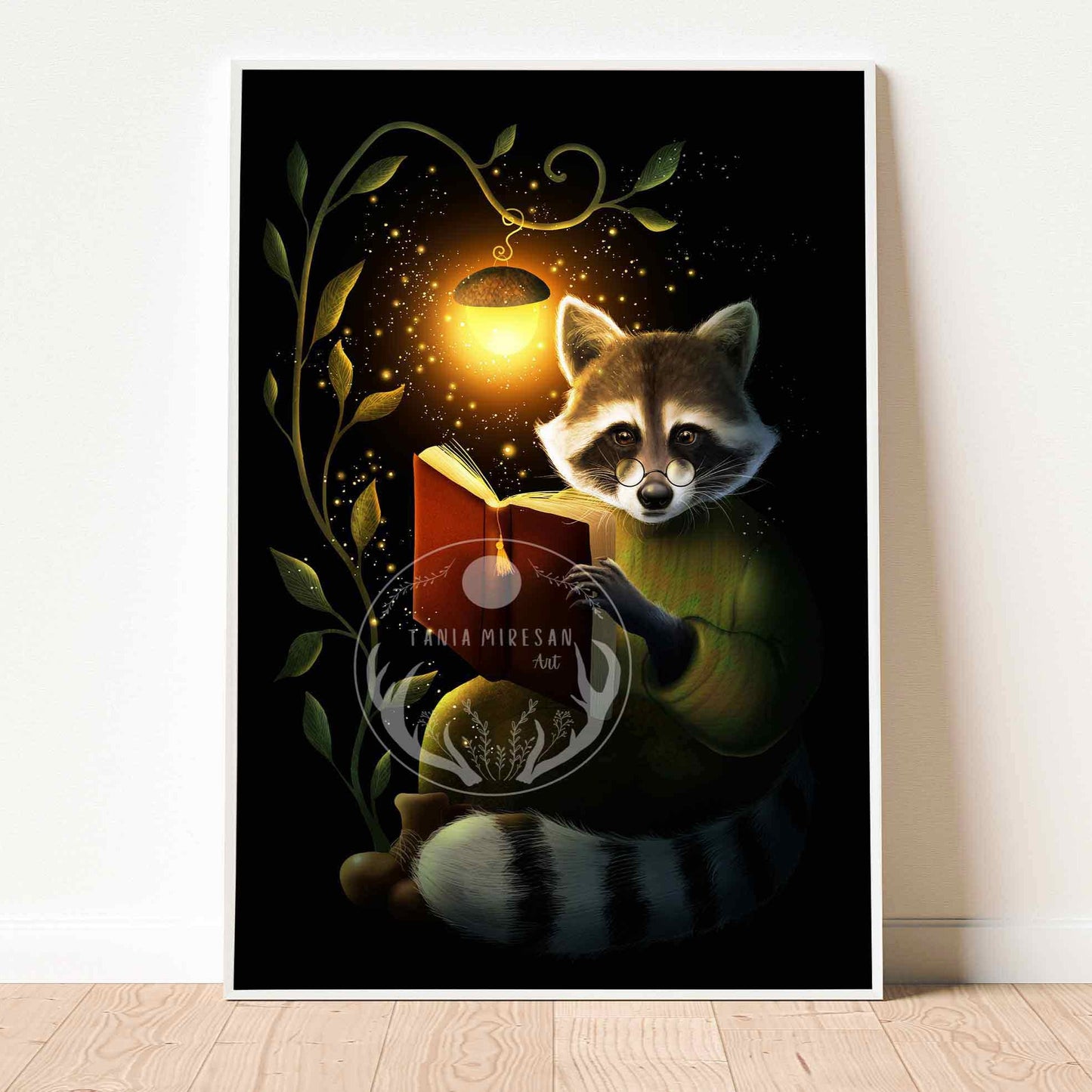 Raccoon Reading Fine Art Print