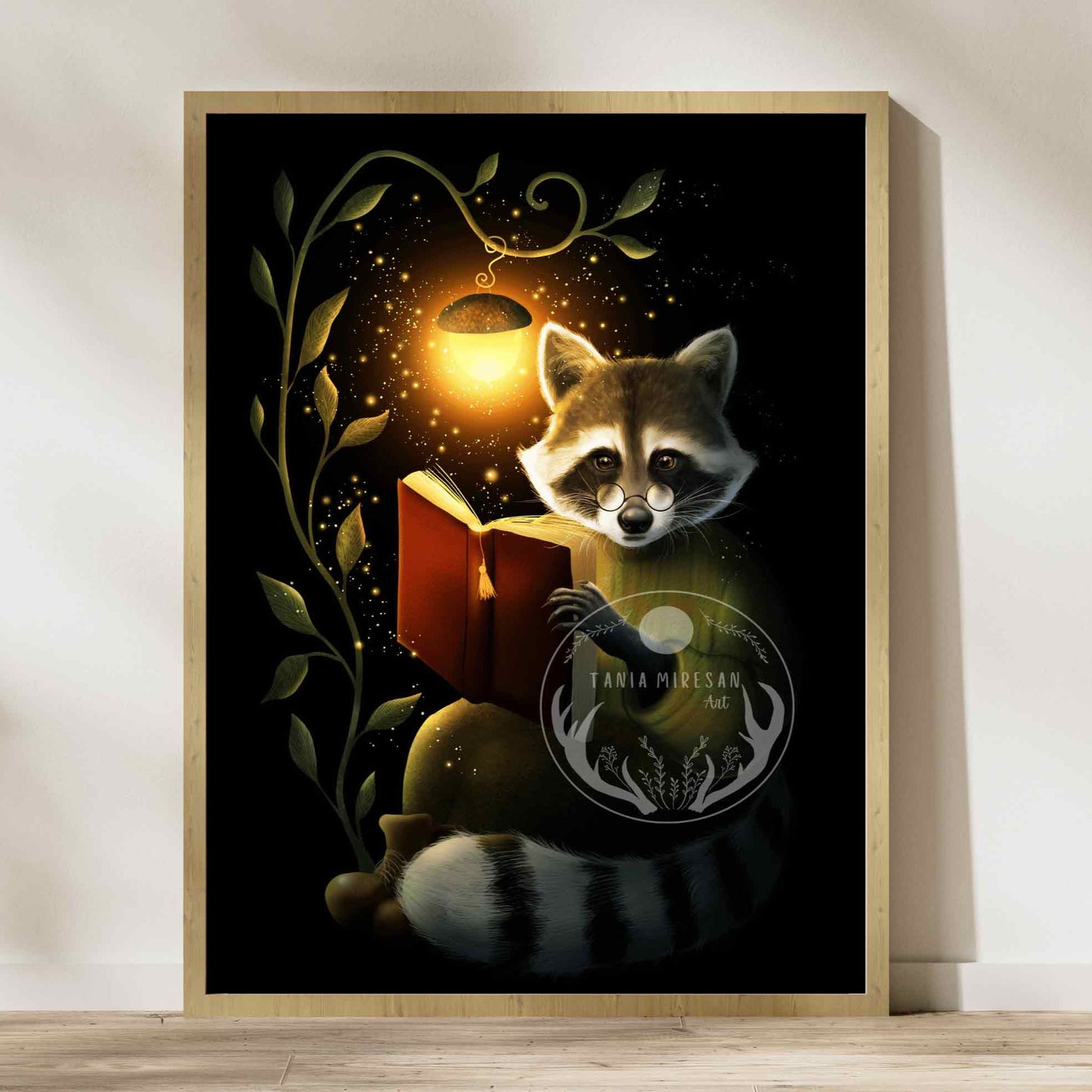 Raccoon Reading Fine Art Print