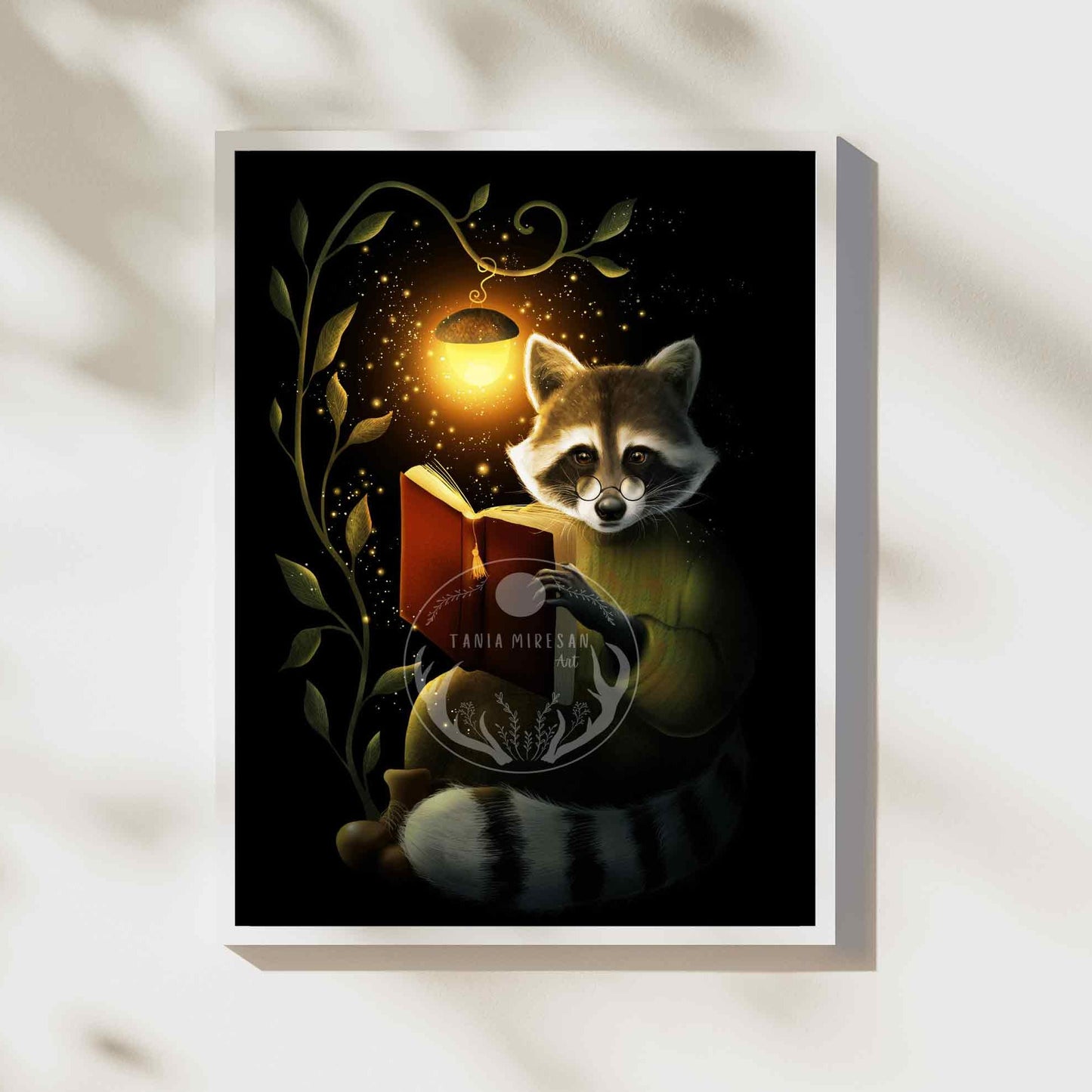 Raccoon Reading Fine Art Print