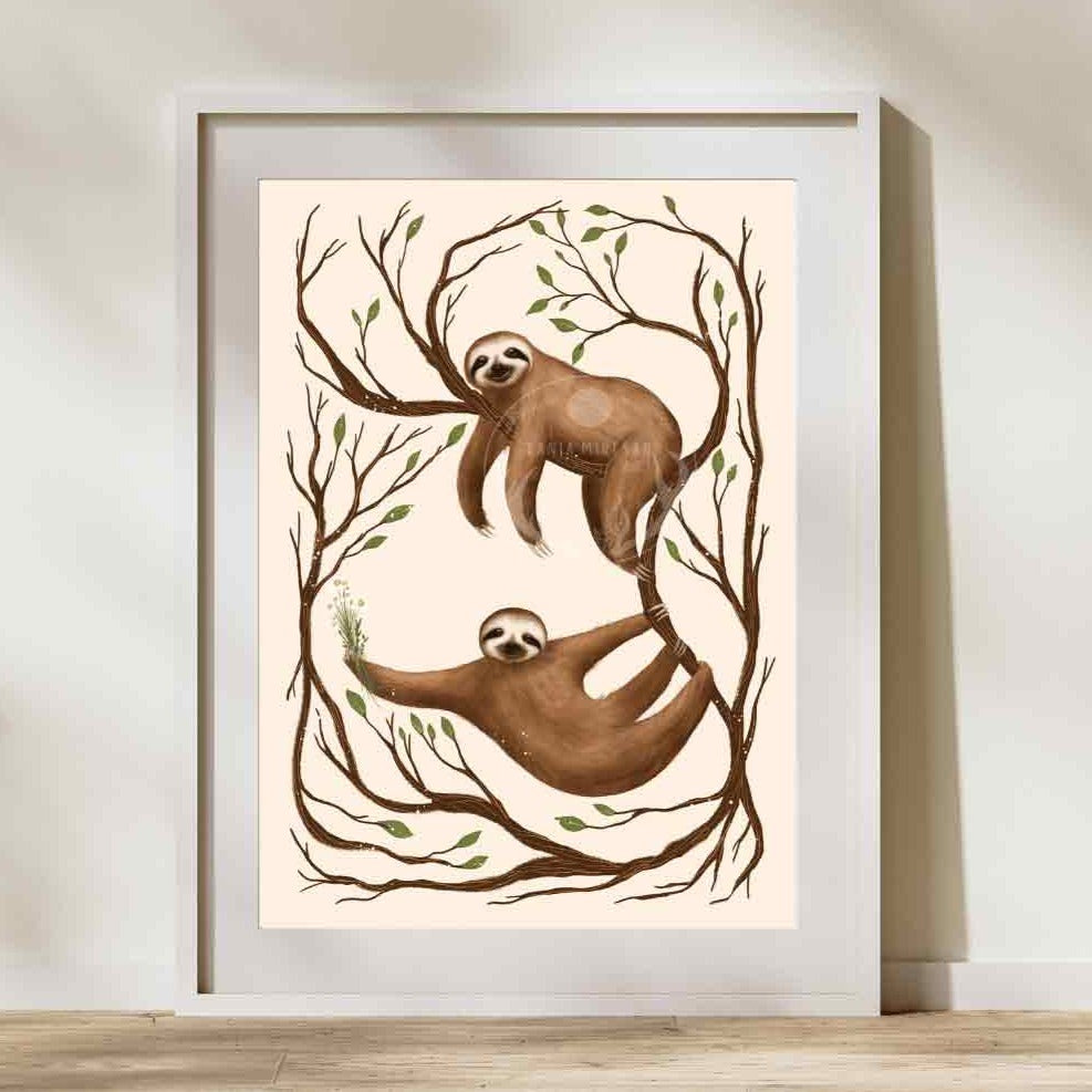 Sloth Couple Fine Art Print