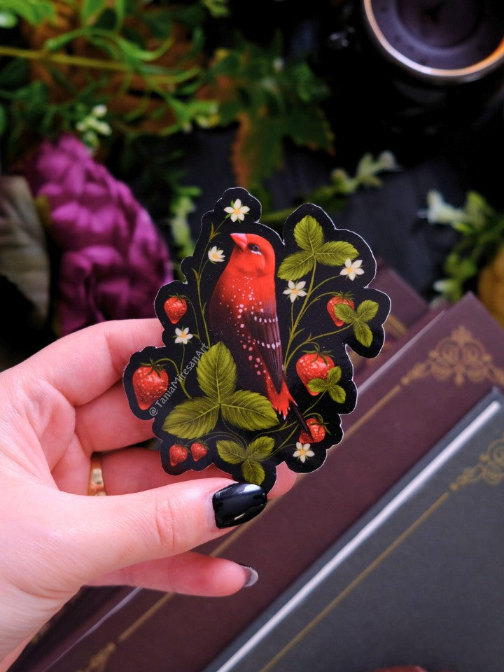 Strawberry Finch Sticker