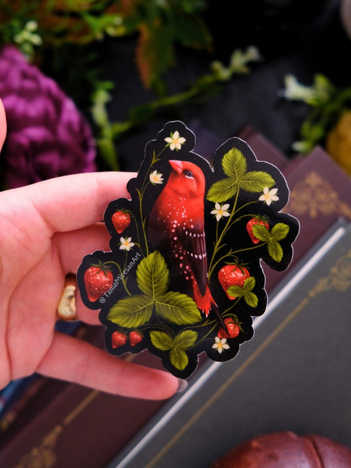 Strawberry Finch Sticker