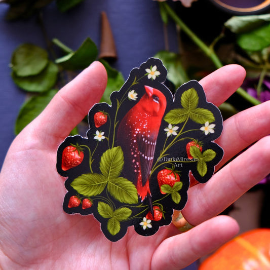 Strawberry Finch Sticker
