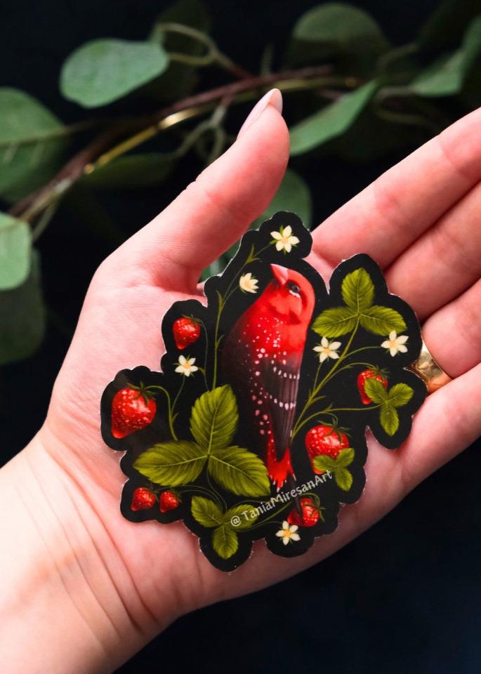 Strawberry Finch Sticker