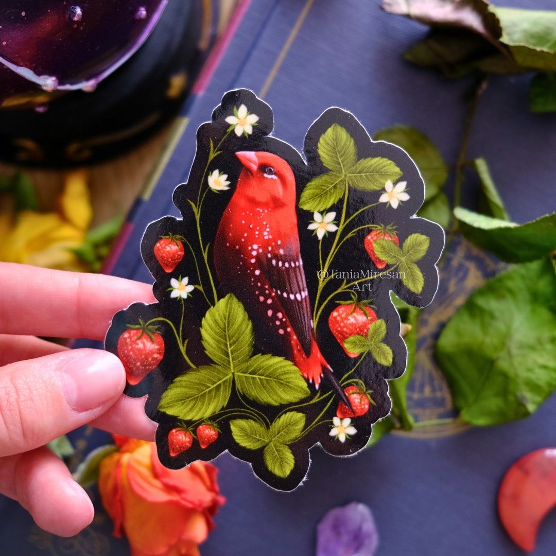 Strawberry Finch Sticker
