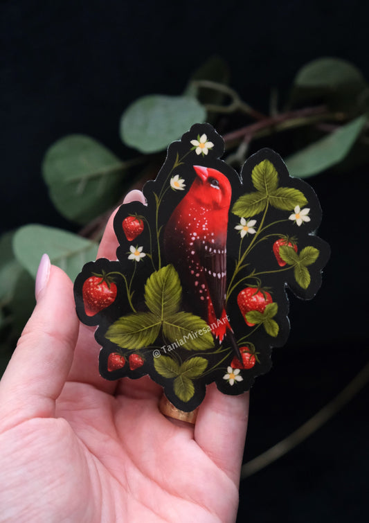 Strawberry Finch Sticker