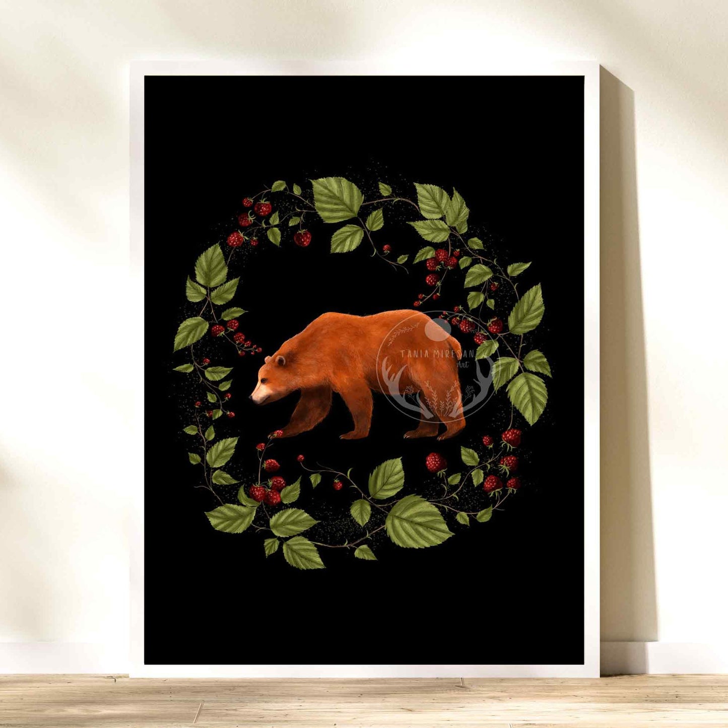 Bear and Raspberry Fine Art Print