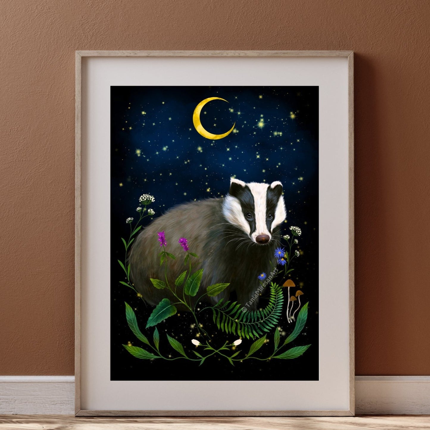 Whimsical Badger Fine Art Print