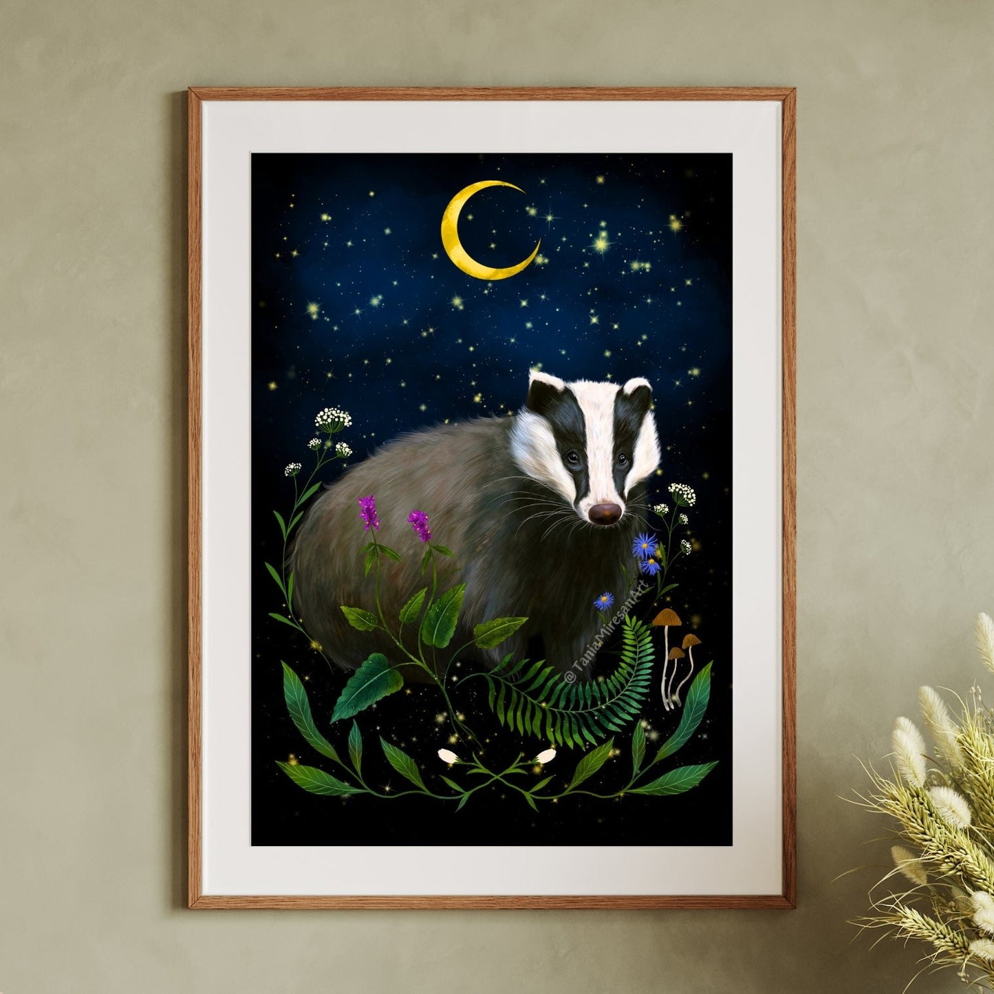 Whimsical Badger Fine Art Print