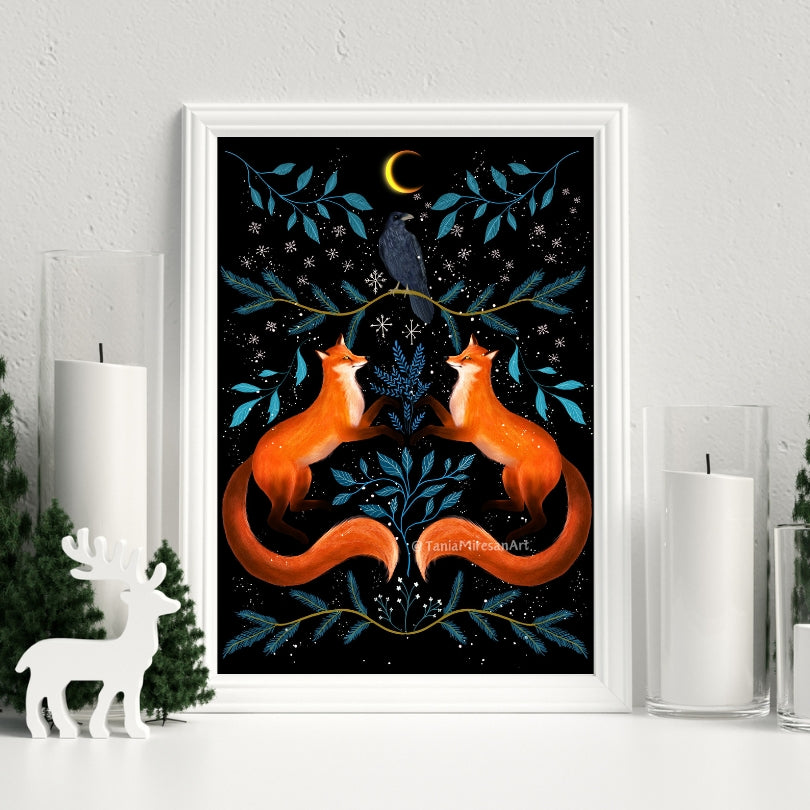 Winter Foxes Fine Art Print