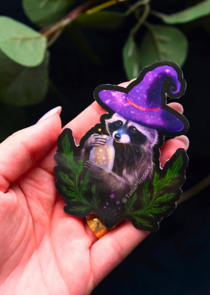 Wizard Raccoon Sticker