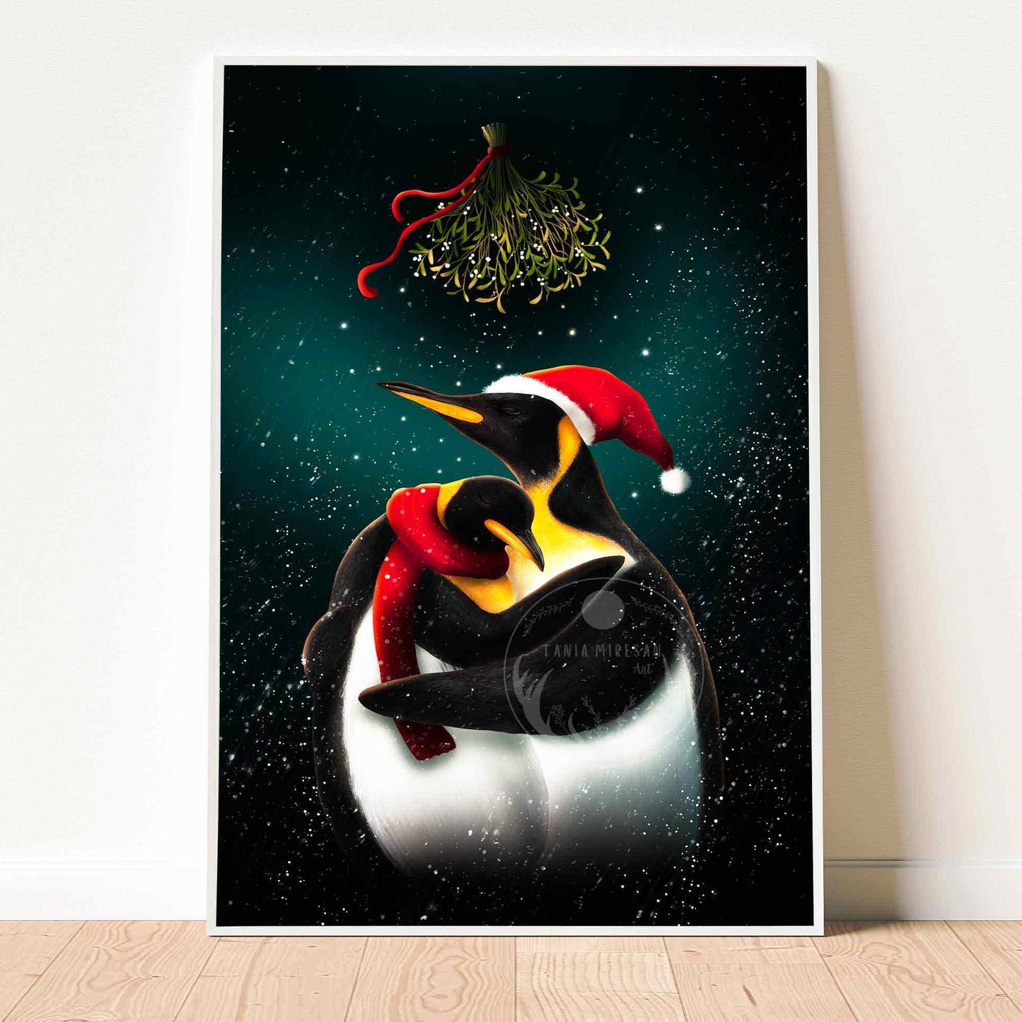 Christmas Penguin Couple Fine Art Print